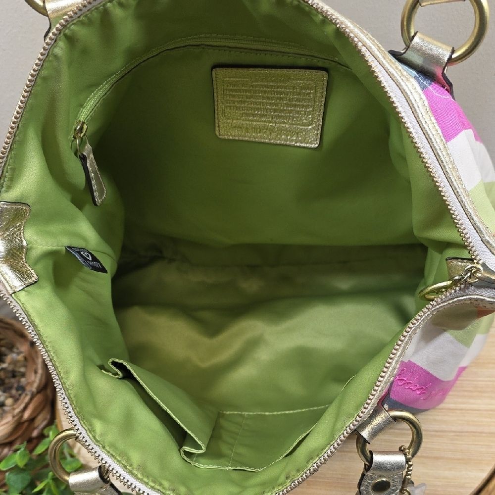 Coach Poppy Legacy Stripe Glam Tote - Picture 13 of 15